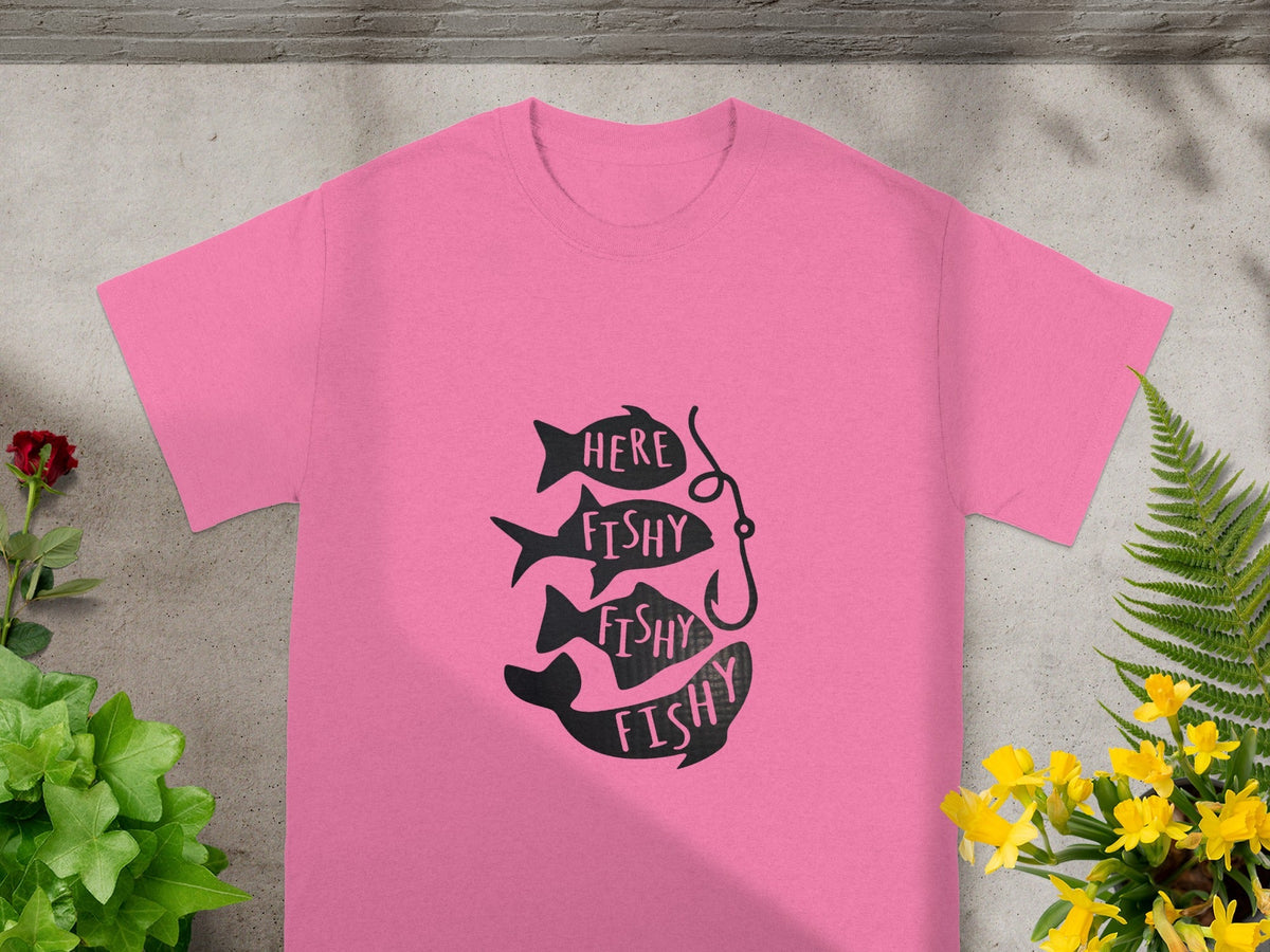 Pink T-Shirt with Here Fishy Fishy Fishy Design