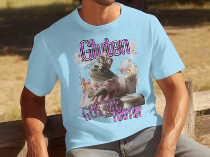 Gluten Got Me Tootin' Funny Frog T-shirt with Crown
